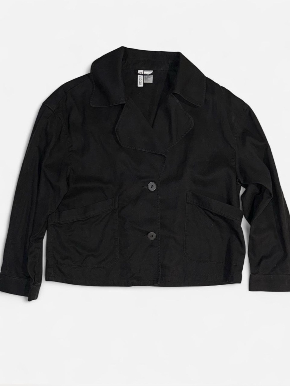 H&M Divided Cropped Relaxed-Fit Twill Jacket in Black Size XS NWOT